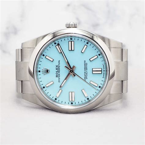 rolex oyster date blue|rolex 41mm tiffany blue.